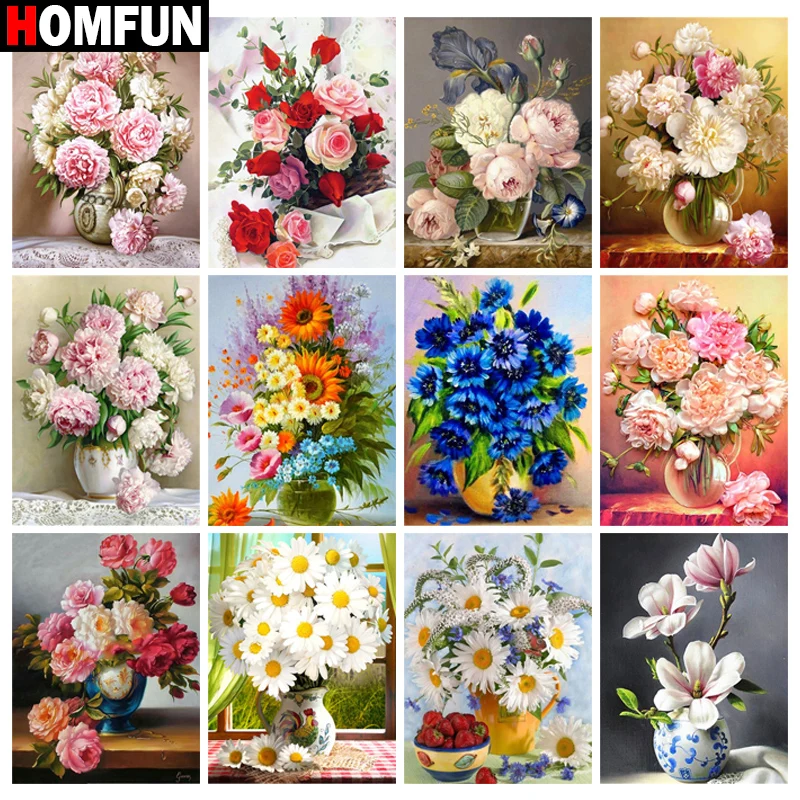 Алмазная 5D картина HOMFUN Цветочный пейзаж сделай сам полная вышивка Стразы для