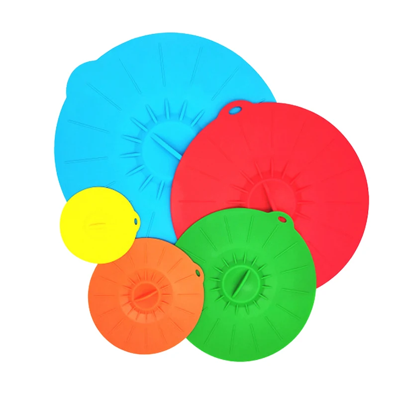 5 sizeslot kitchen food silicone cover cap waterless airlock fermentation lid with suction effect reusable lids fresh cover free global shipping