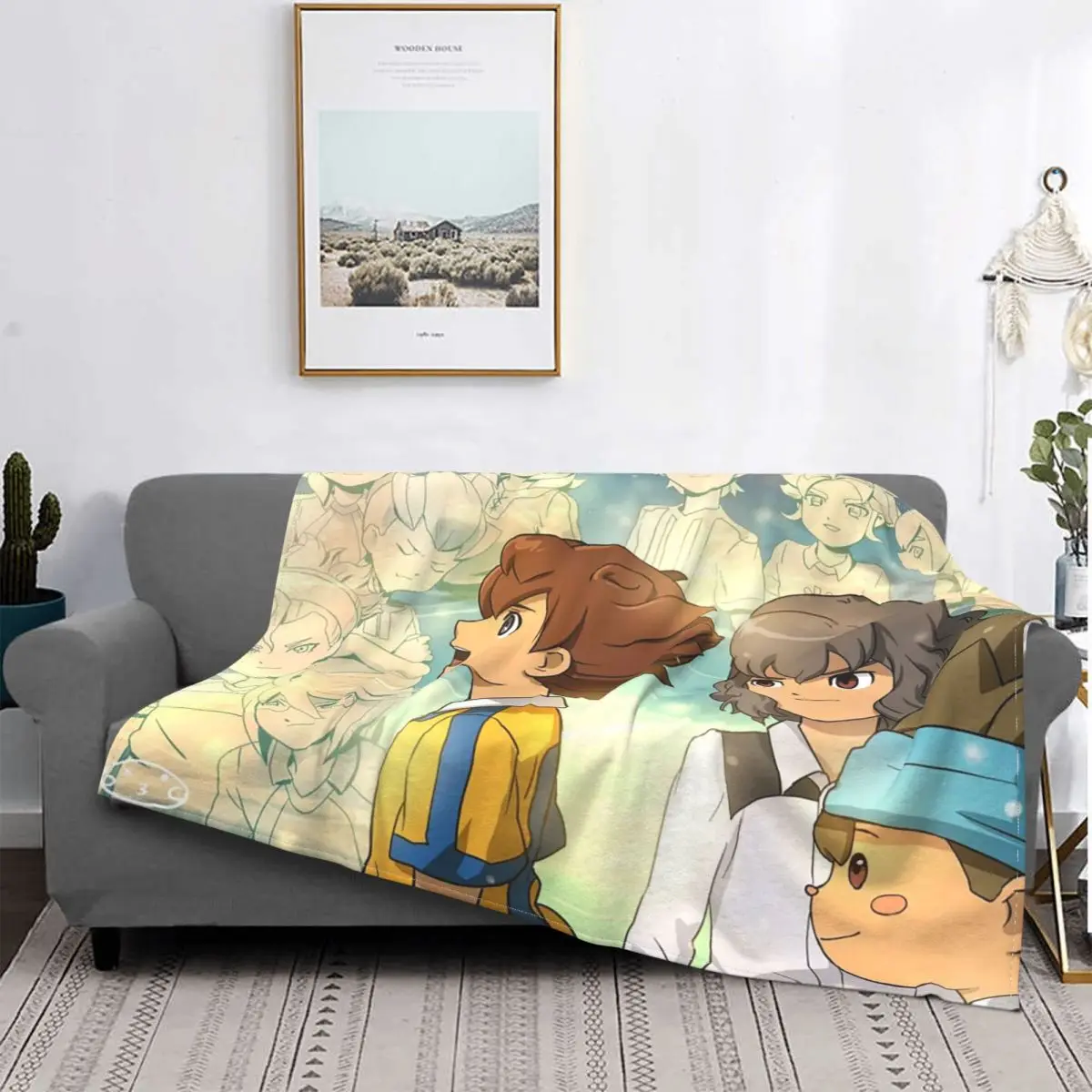 

Игровое одеяло Inazuma Eleven, флисовое текстильное украшение, японское аниме манга, многофункциональное мягкое одеяло, постельное белье, офисное...