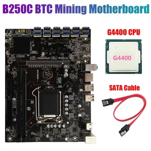 b250c btc mining motherboard with g4400 cpusata cable lga1151 12xpcie to usb3 0 graphics card slot supports ddr4 ram free global shipping