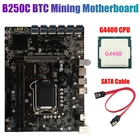 Материнская плата B250C для майнинга BTC с процессором G4400 + кабелем SATA LGA1151 12xpcie в разъем для графической карты USB3.0 поддерживает DDR4 RAM