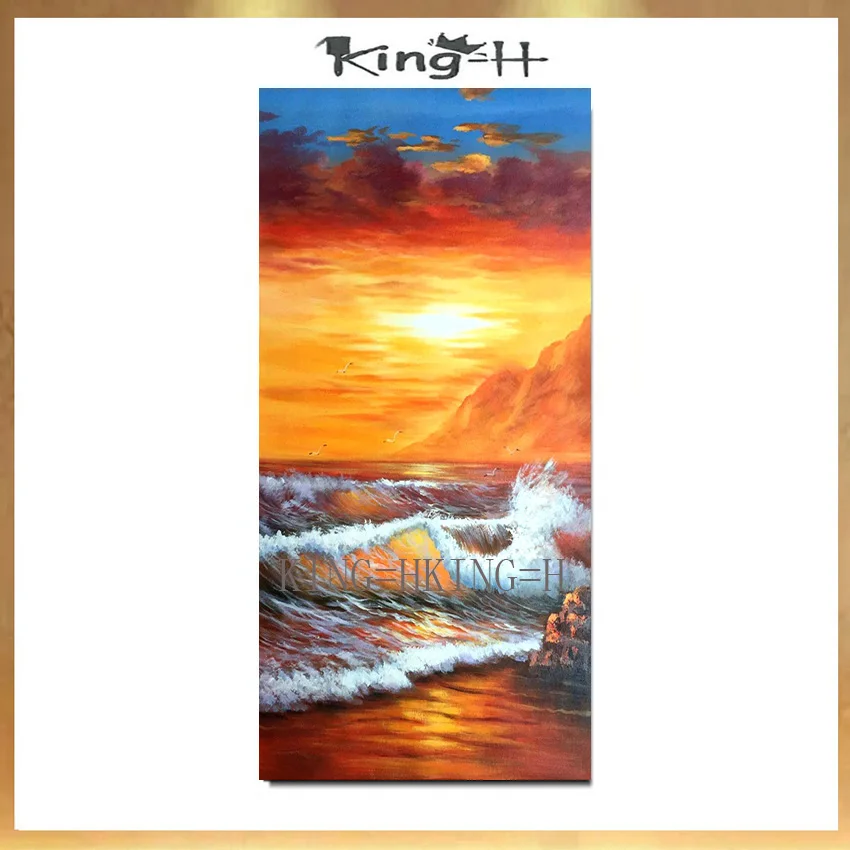 100% Handpainted Realistic Sea Wave Oil Painting On Canvas Art Gift Home Decor Living Room Wall Frameless Picture | Дом и сад