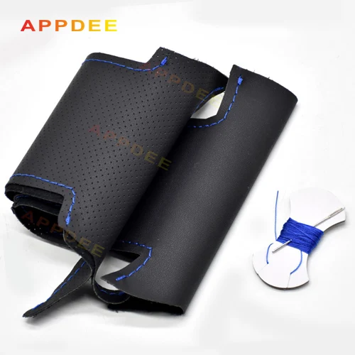 blue thread APPDEE черная искусственная кожа рулевого колеса автомобиля крышки для Mercedes Benz W203 c-класс 2001-2007 - Название цвета: blue thread
