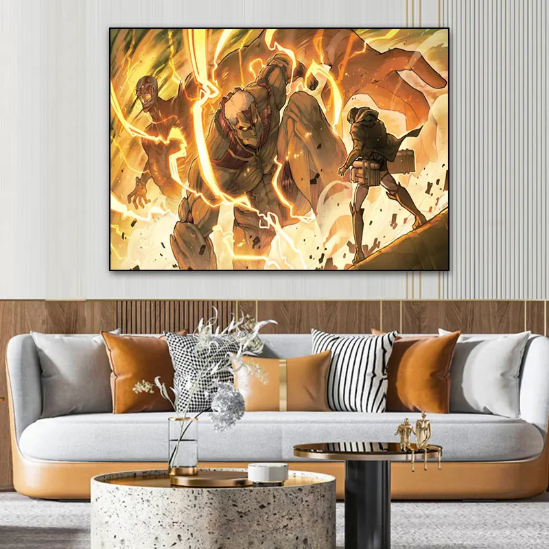 

Attack On Titan Armored Titan Creativity Anime Poster And Prints Figure Canvas Painting HD Home Bar Decoration Wall Art Pictures