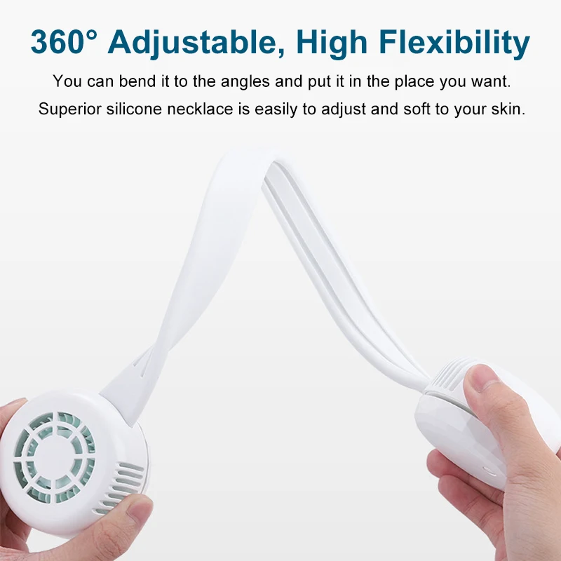 

2000mAh Air Cooling Bladeless Neck Fan Outdoor Sport Hands-free USB Rechargeable Neck Fans 3 Speeds Adjustable Mini Air Cooler