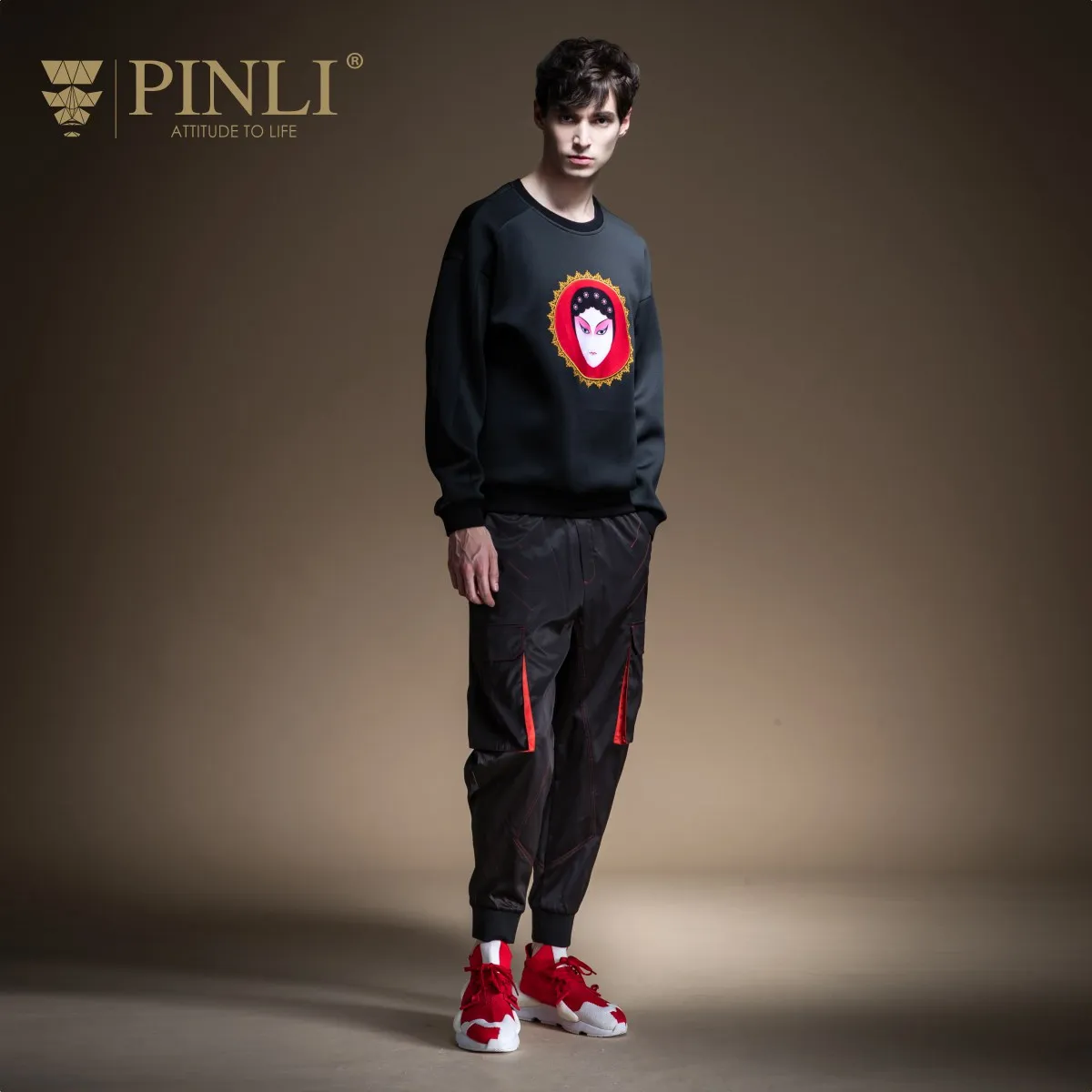 Мужская толстовка Pinli в китайском стиле с круглым вырезом теплая повседневная на