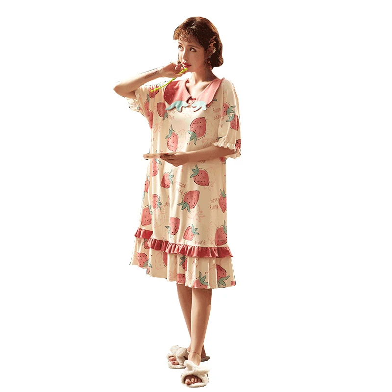 Дворцовый стиль ночная рубашка принцессы Свободная Женская Хлопковая пижама для