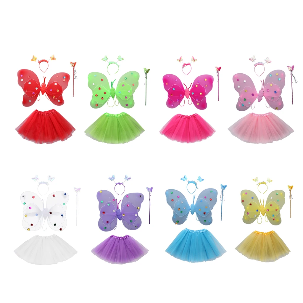 

4 Pieces Glitter Fairy Princess Dress Up Set - Matching Set For Girls And Dolls