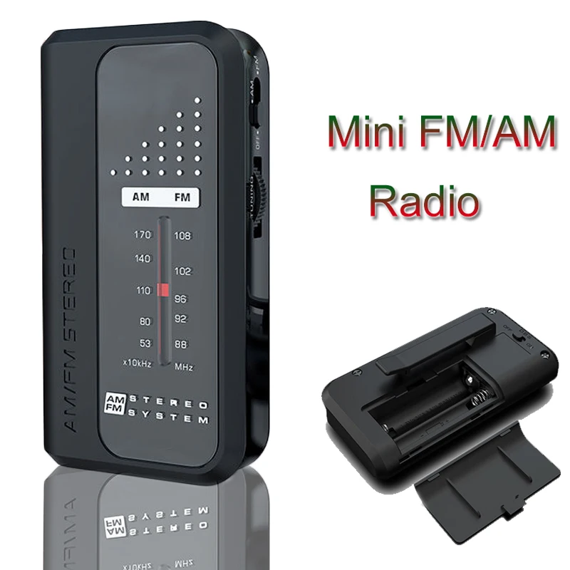 Мини FM/AM радио приемник портативный FM с стерео наушниками поддержка DBS Бас Звук
