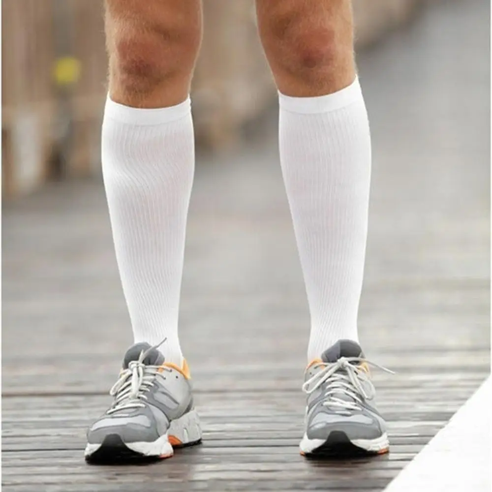 KLV 1Pair Unisex Compression Long Socks Women Men Pure Color Leg Solid Slim Knee length CFWS | Мужская одежда