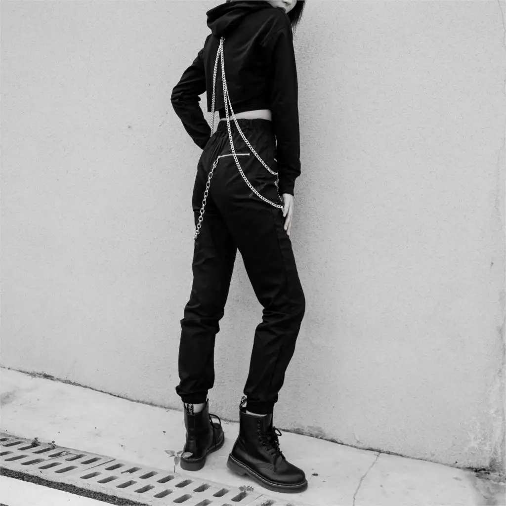 Брюки султанки женские в стиле Харадзюку с цепочками|Брюки| |