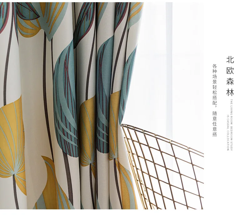 

New 2021 Nordic Forest Printed Curtains for Living Room Bedroom Study Blackout Curtain Fabric Finished Curtains custom