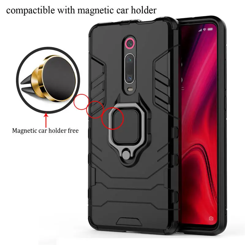 Black and Car holder Чехол для Xiaomi mi 9 T mi A3 K20 Red mi Note 8 Pro 7, металлическое кольцо-держатель для Funda Xiaomi mi 9 T Pro Чехол T9 mi 9 Lite mi 9 T Pro - Цвет: Black and Car holder