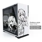 Японские Аниме наклейки Sagiri для чехла, Мультяшные ATX Средняя башня, компьютерная хозяйка, декоративные водонепроницаемые съемные ажурные наклейки