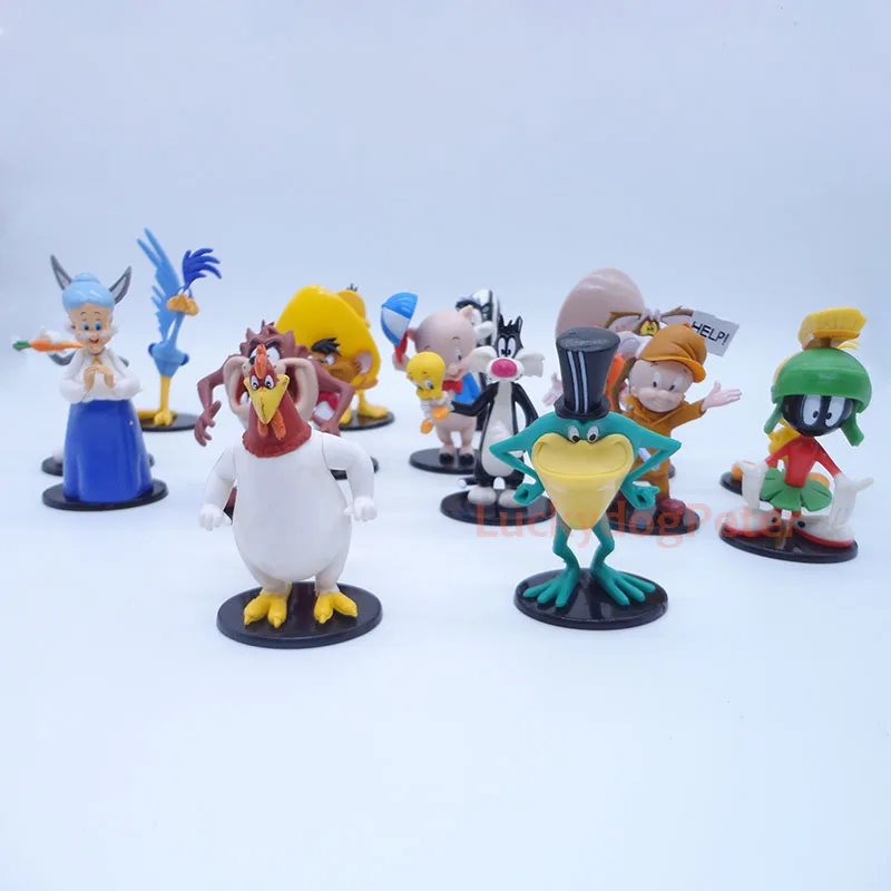Looney Tunes 16 шт./компл. Bugs кролик птичка Твити мини фигурка 1/10 масштаб окрашенная фигурка Койот Даффи Дак ПВХ фигурка игрушки