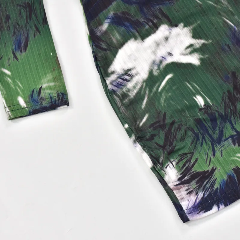 

Sexy Tie Dyeing Dress Mini Bodycon Women Autumn New Fashion Dress Crew Neck Sexy Wrap Long Sleeve Short Mini Dresses Club Party