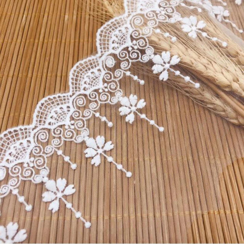 

15yards/lot 10.7CM Wire Mesh Lace Fabric in White Trim for Wedding Dresses DIY Embroidered Sewing Decoration Packing Materials