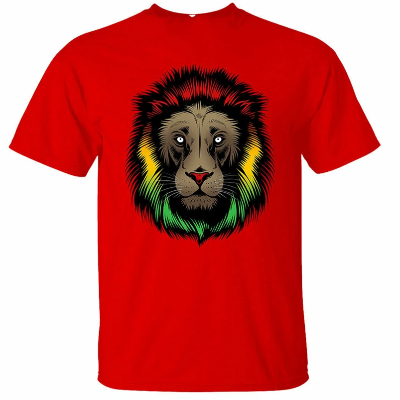 Rasta Lion Мужская футболка регги ямайская Rastafarian Marley Jungle Jamaica Цифровая печатная