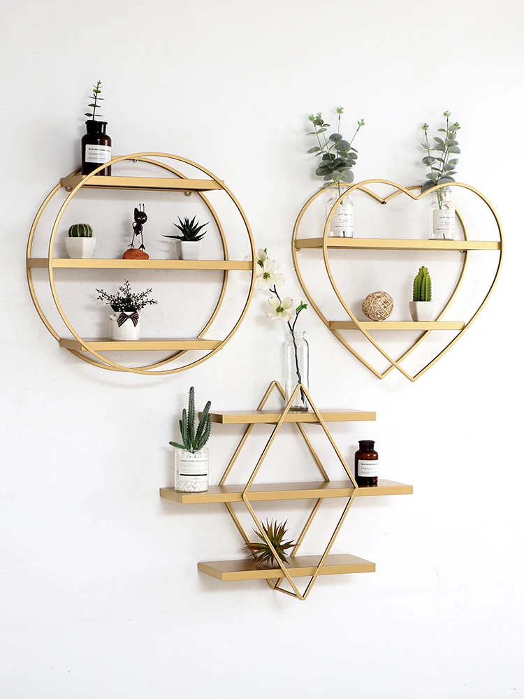 

Nordic ins wall rack iron wall wall hanging bedroom living room sofa rear TV background decorative wall rack