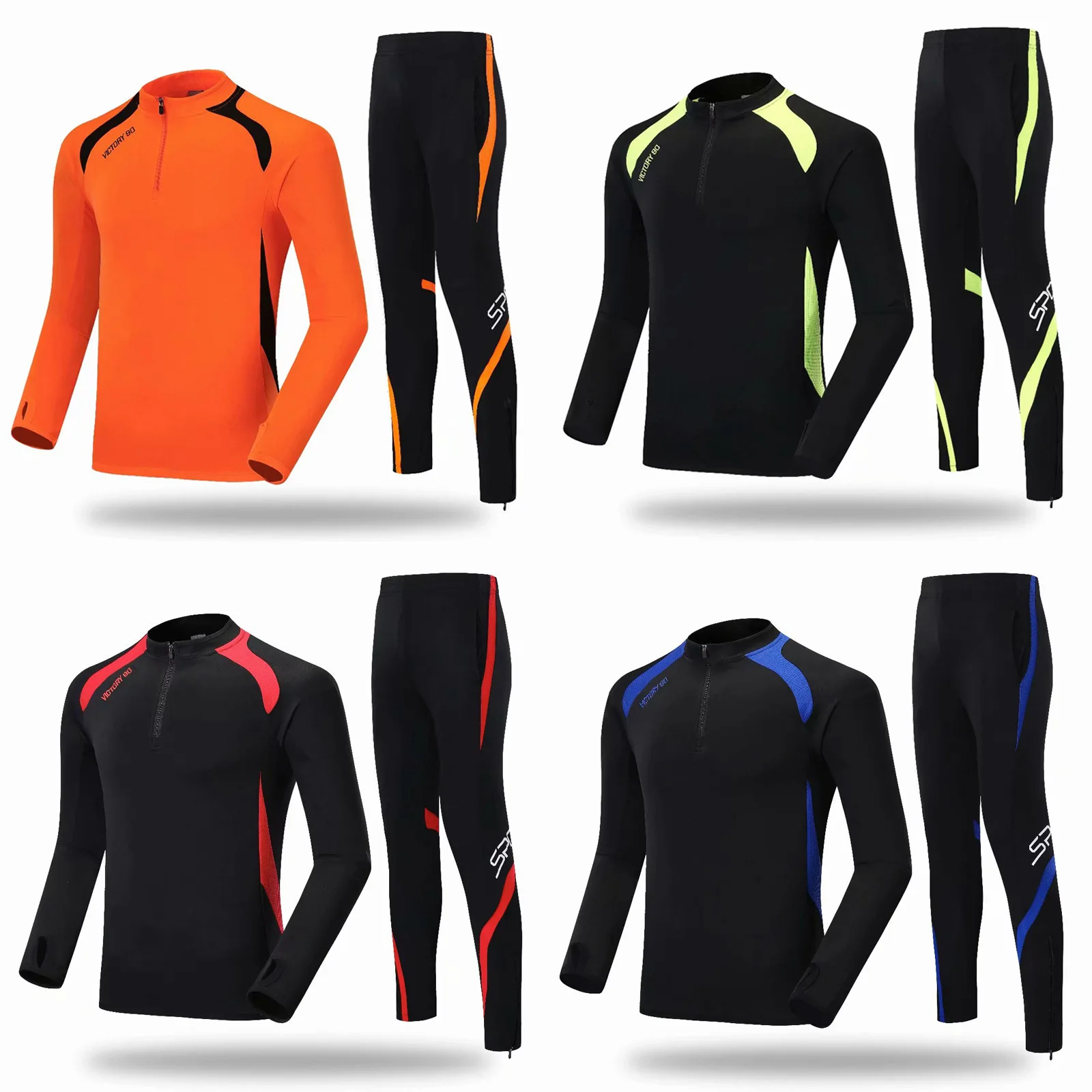 

Long Slevee Soccer Sport Uniform Set Tracksuit Sportwear Outfit Fitness Warm Up Training Clothes DIY Number Adult Teenager Child