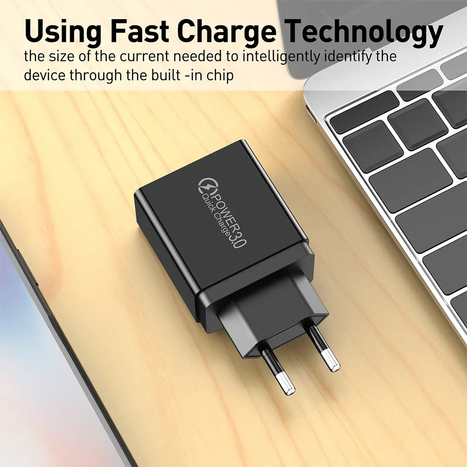 USLION 3A EU Plug USB зарядное устройство Быстрая зарядка 3,0 быстрый мобильный телефон настенные зарядные устройства для iPhone XS X 8 7 samsung Note 9 S9 S10 huawei