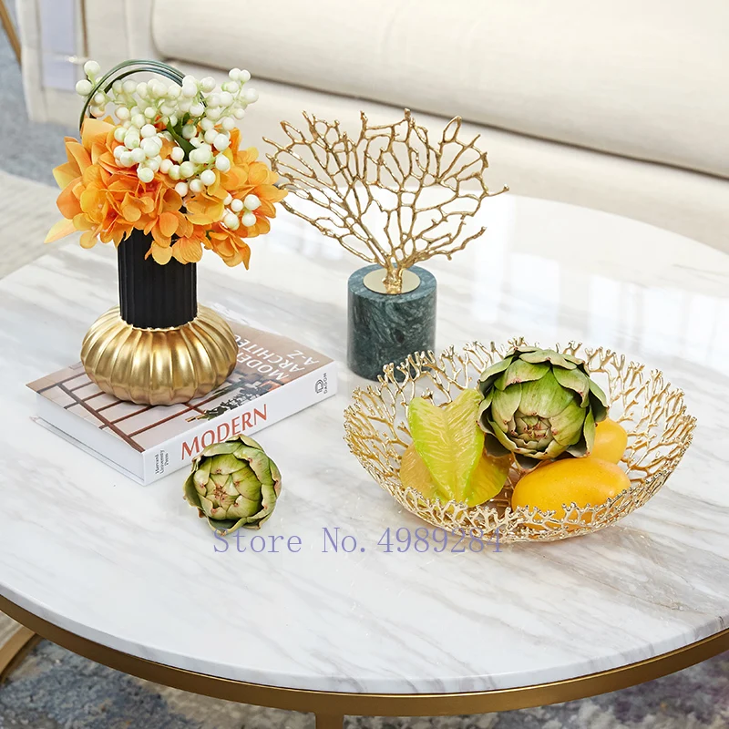 Нордическая Современная креативная металлическая Золотая зернистая блюдо для