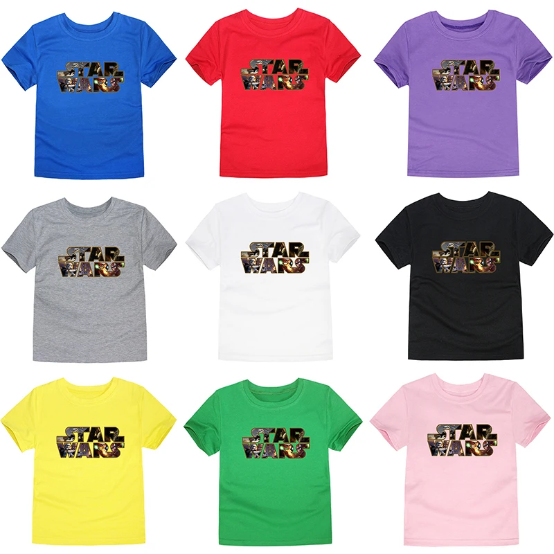 

Новое поступление, летняя детская футболка «Звездные войны», Детская футболка с коротким рукавом и принтом, Повседневные детские топы из хл...