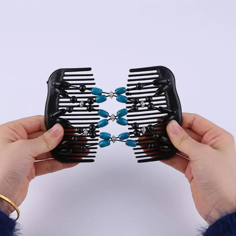 Женская эластичная заколка для волос не занимает места деревянные бусины в пучок