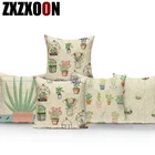 Декоративный чехол из полиэстера с зелеными кактусами в горшке, наволочка для подушки, чехол для дивана, дома, гостиной, подушки Almofadas