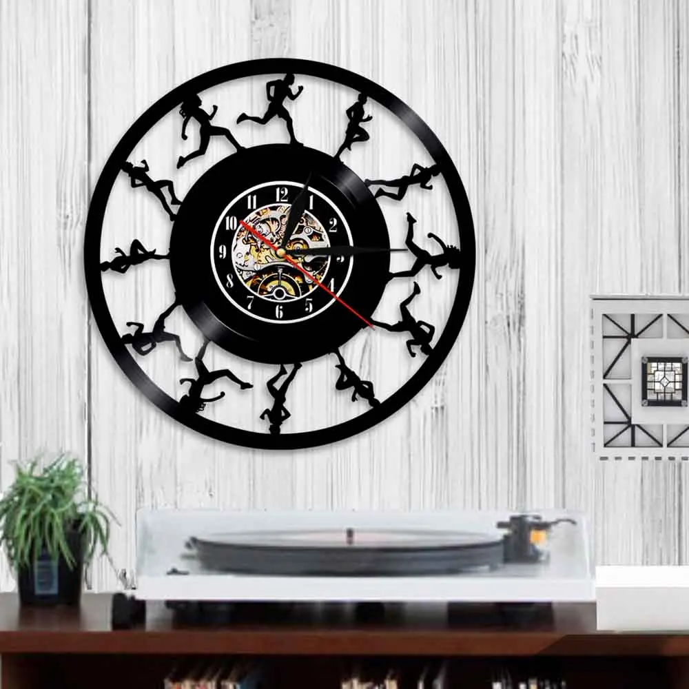 Настенные часы Marathon Runner с силуэтами спортивные тихие кварцевые настенные