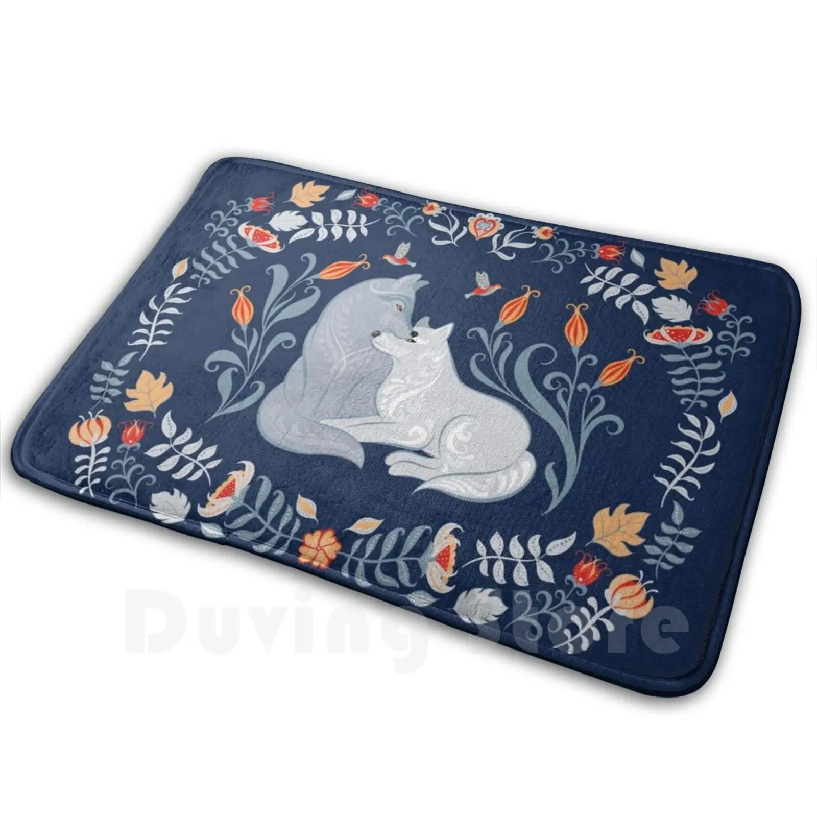 Волчья семья. Он и она. Народное искусство. Коврик Мягкий Нескользящий с рисунком