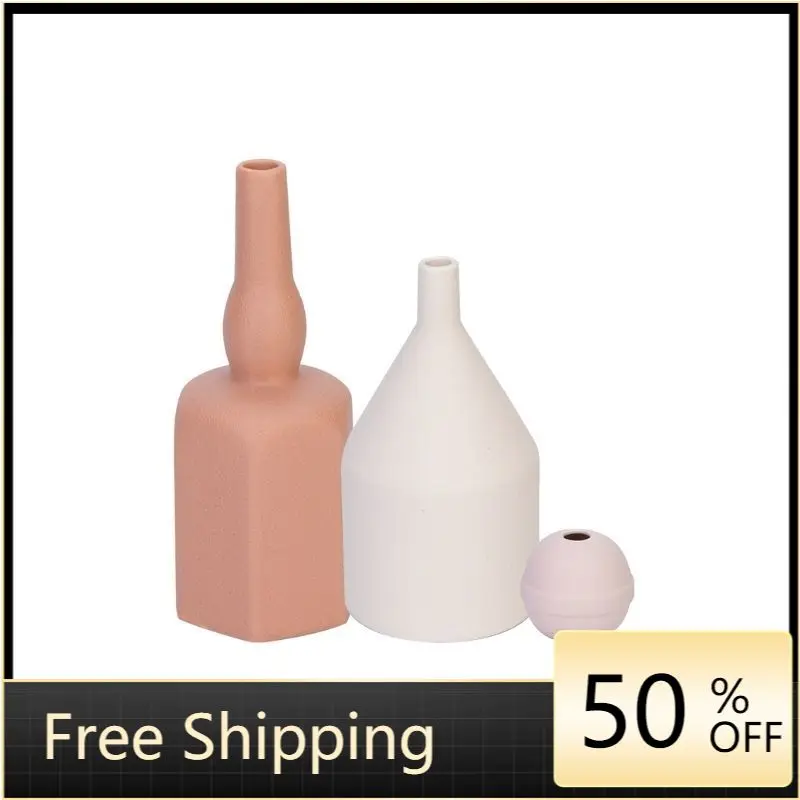 

Morandi Color Ceramic Nordic Style Vase Modern Porcelain White Vase Decoration Home Table Centerpieces Deco Flower Pot AA50HP