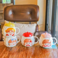 korea morning coffee cup gift womens cool original big belly ceramic mugs with lid cute funny creativ botella de agua tea cup