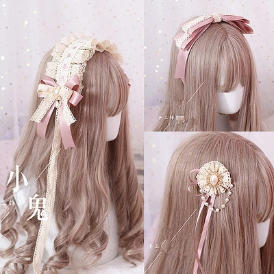 

Gothic Lolita Hair Clasp Necklace Cute Lace Bowknot Ribbon Kawaii Girl Headress Chocker Easy-matching Maid Cosplay Accessory
