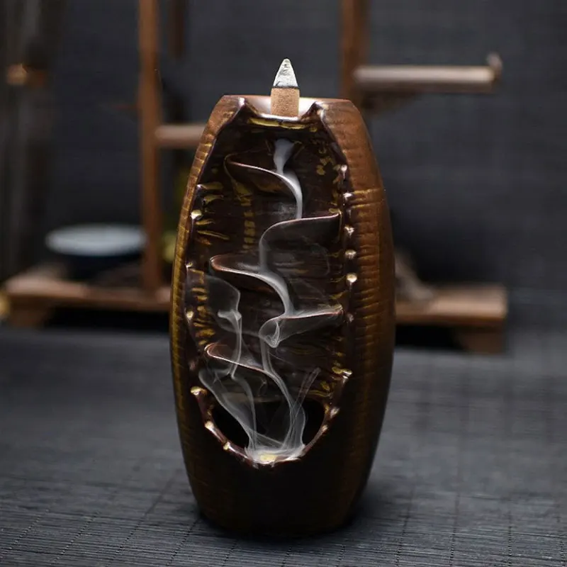 censer2 С 10 конусами, бесплатный подарок, ароматическая горелка для благовоний с обратным потоком, керамическая ароматическая печь для ароматерапии, для дома и офиса, ладан, держатель для благовоний - Цвет: censer2