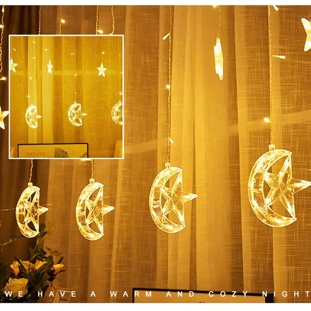 Светодиодная гирлянда с Луной и звездами Рождественское украшение праздничное