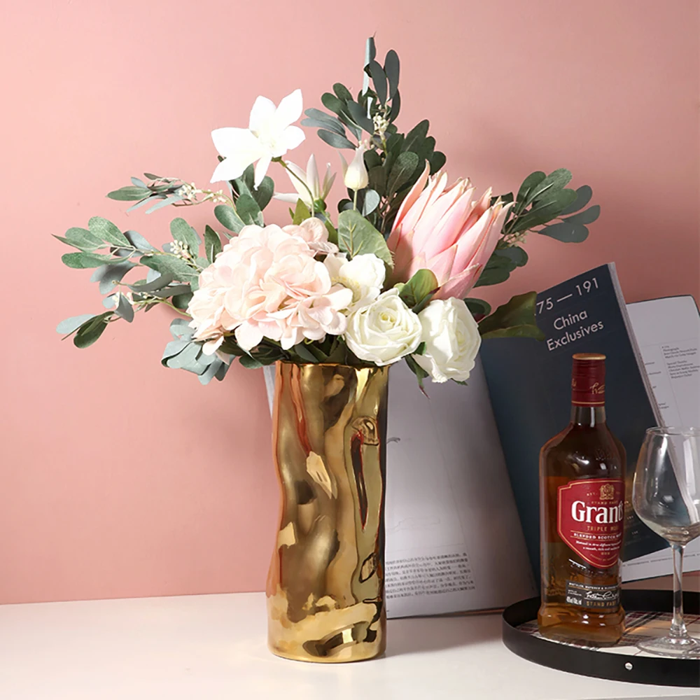 

Nordic Luxury Ceramic Vase Decoration Household Large Art Vase Living Room Flower Arrangement Decoration Home Accessories Gifts