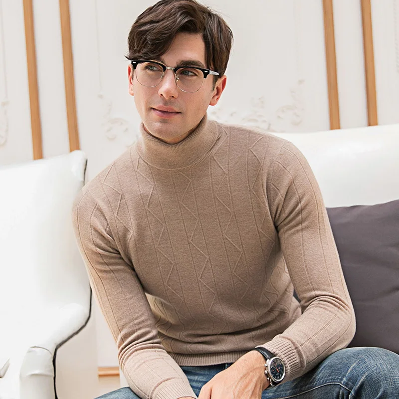 Мужские свитера Мужской базовый пуловер облегающий длинный рукав трикотаж зима