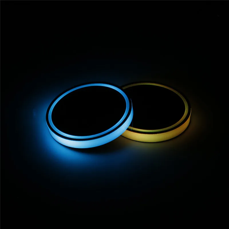 2In1Car Cup Holder Pad RGB светодиодный светильник бутылка для воды Напитки Coaster атмосферная