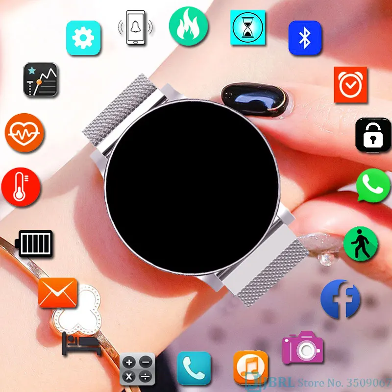 Круглые умные часы для женщин и мужчин Android IOS электроника фитнес-трекер браслет