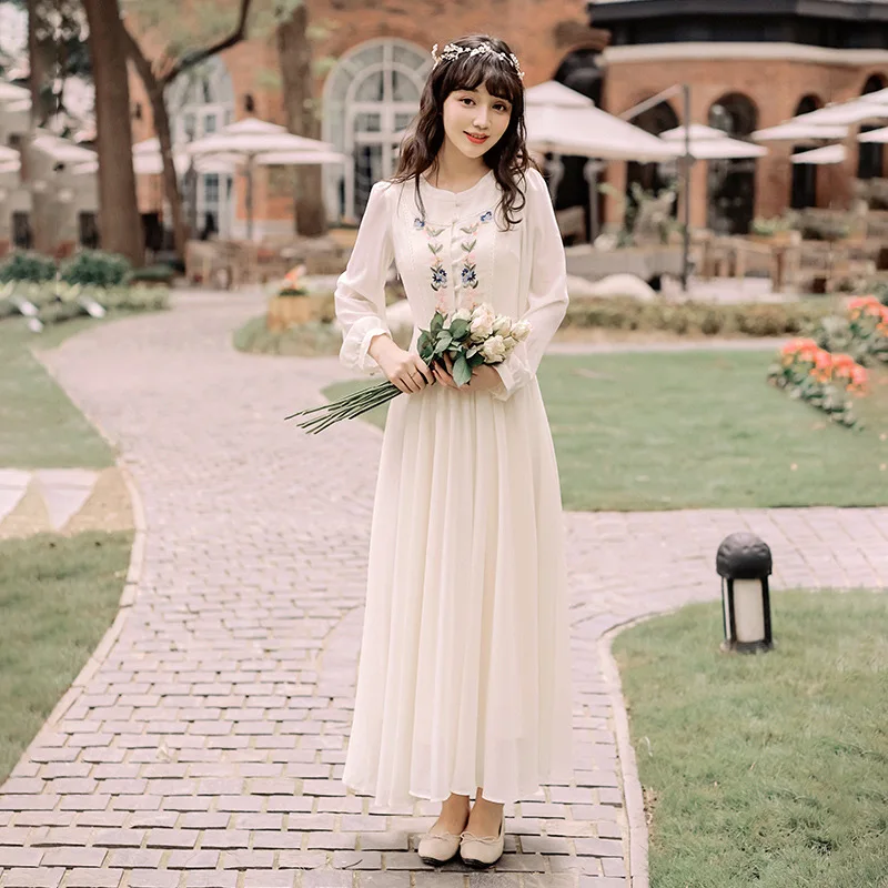 Ubei/2019 г. французское винтажное белое осеннее Новое сказочное длинное приталенное