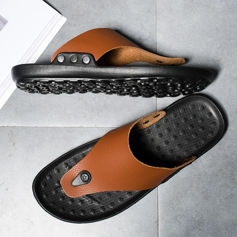 

Men Flip Flops Summer Beach Sandals Slippers For Men Flats High Top Non-Slip PU Shoes Men Plus Size 44 Outdoor Casual Shoes
