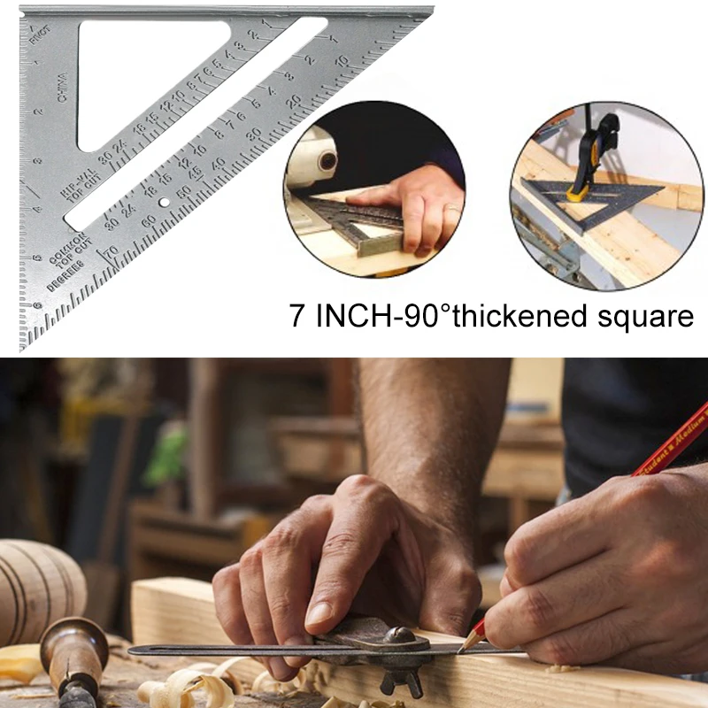 

Triangle Rule 90 Degree Thickening Angle Rule Aluminum Alloy Carpenter Measurement Square Ruler Layout Tool Measurement Tool