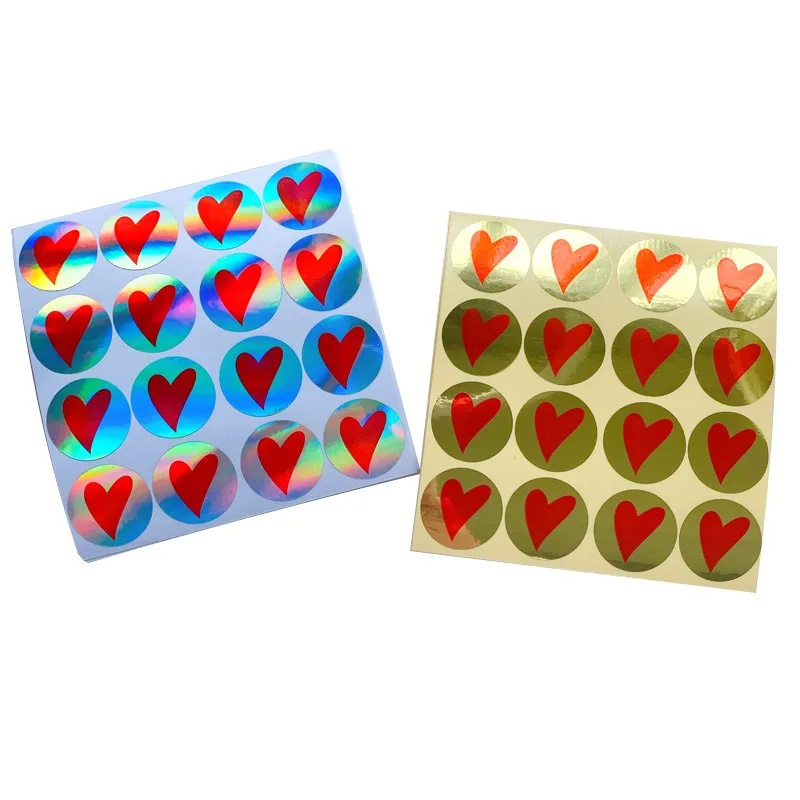 

160pcs/lot High Quantity Golden heart Stickers Packaging Stickers gift photo decoration Laser Foil stickers