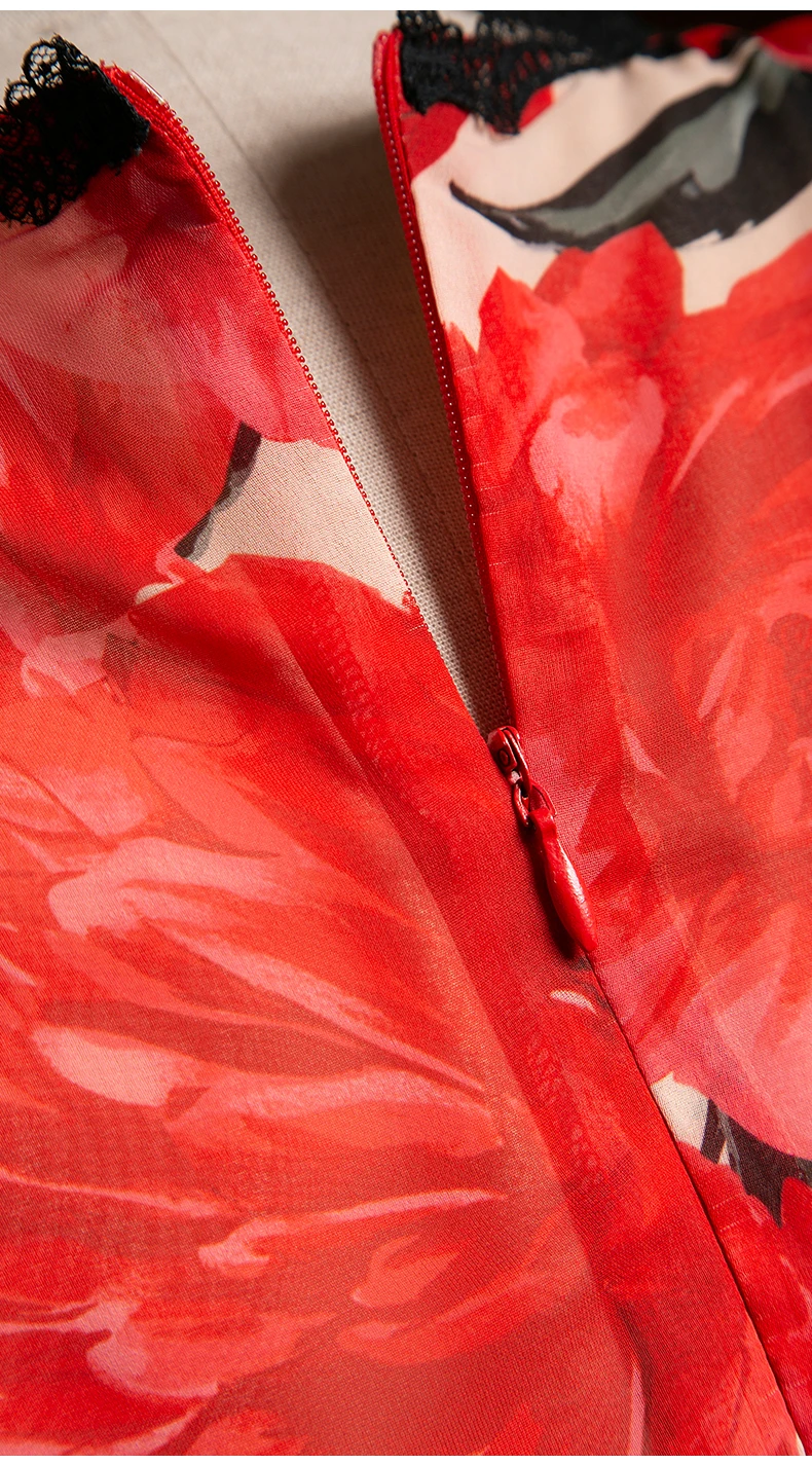 Женское Повседневное платье в горошек красное Сетчатое лоскутное Бохо до