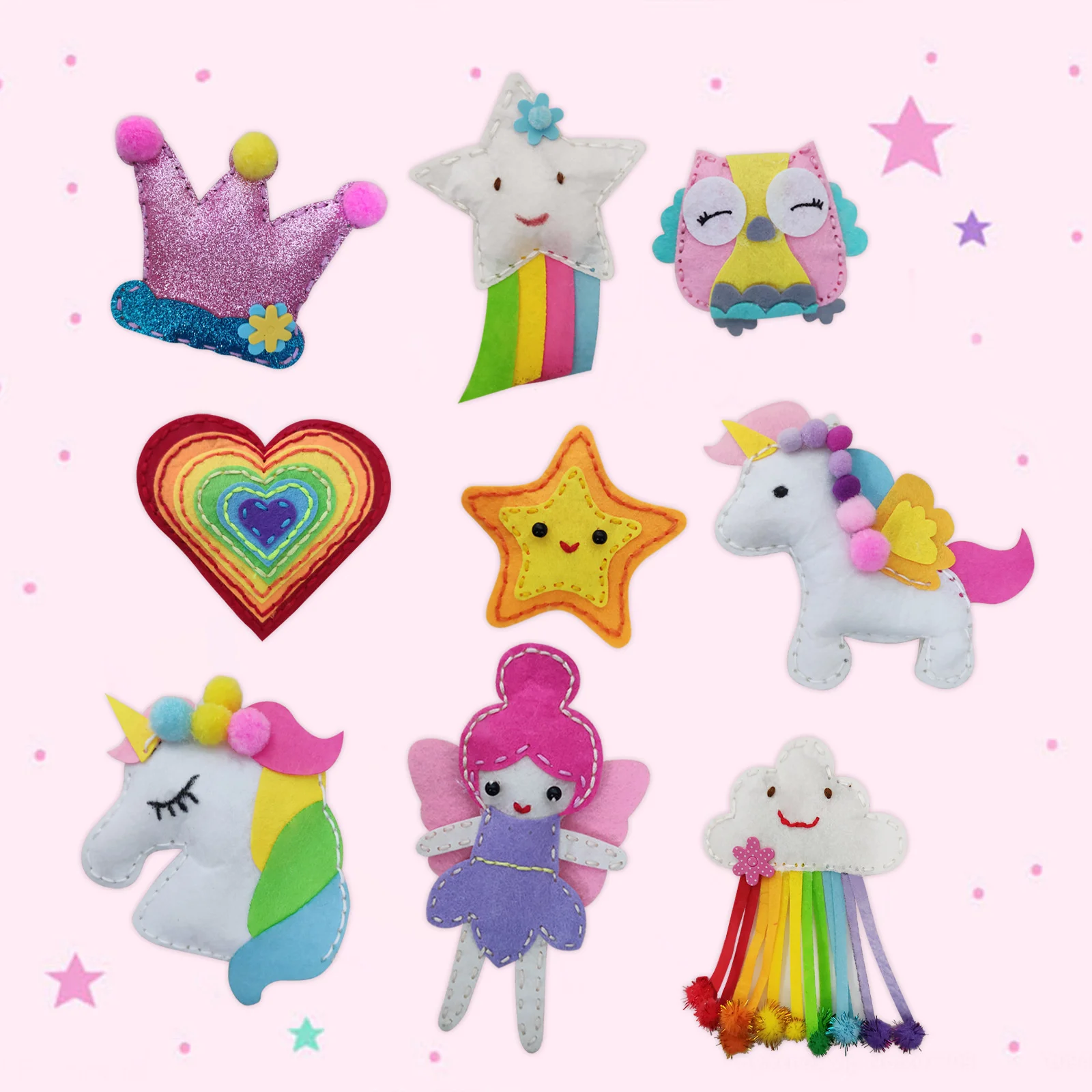 Rainbow Animals Craft Kit Forest Creatures DIY Sewing Felt Plush Animals For Kids Beginners Educational Sewing Set Kids Art Toy