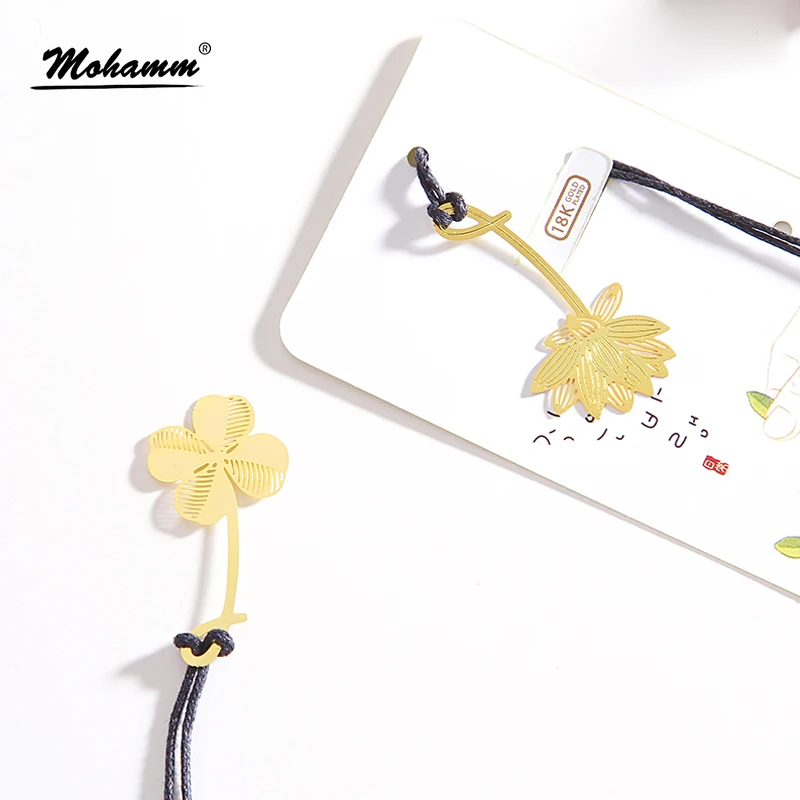 Kawaii Cute Gold Olive Leaf Clover Lotus Metal Book Markers Bookmark For Books Paper Clips Office School Supplies Stationery |