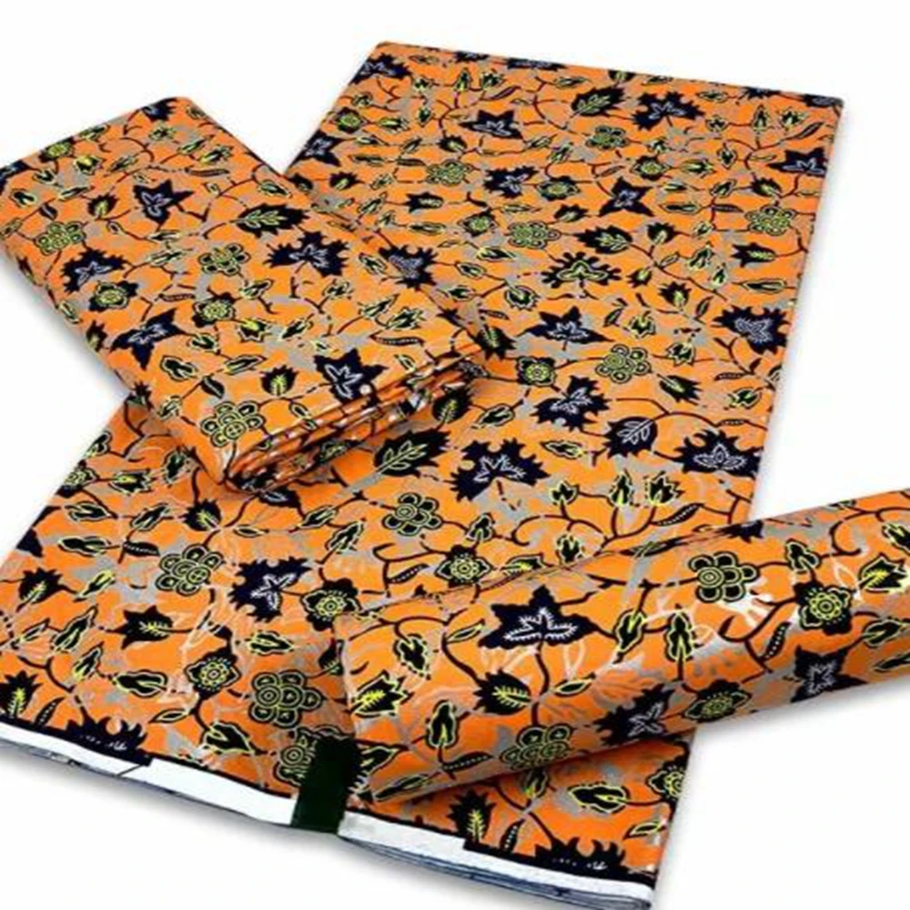 

2021Newest Best Quality Nigerian Ankara100% Cotton Golden Wax Fabrics For Party Dress African Wrap Printed Materials 6Yards