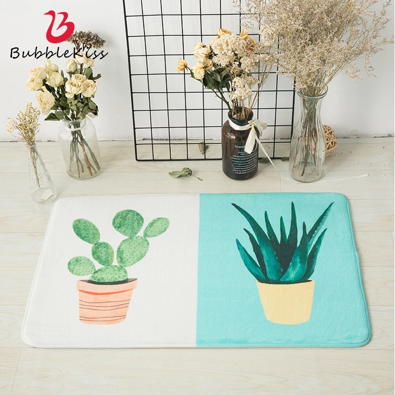 

Bubble Kiss Modern Simple Carpet Green Plant Doormat Polyester Non-Slip Water-Absorbent Mat Kids Room Carpets For Living Room