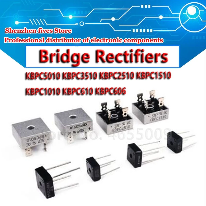 1 шт. KBPC5010 KBPC3510 KBPC2510 KBPC1510 KBPC1010 KBPC610 KBPC606 диодный мост-выпрямитель новый и